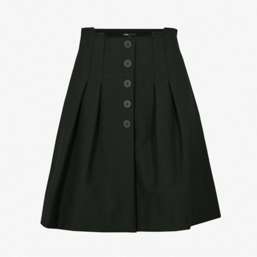 Maje Jioma Pleated Flared ALine Mini Skirt Black Size 38